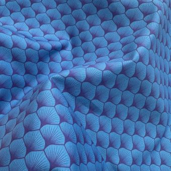 Tissu Coton Éventail Art Déco Bleu Électrique