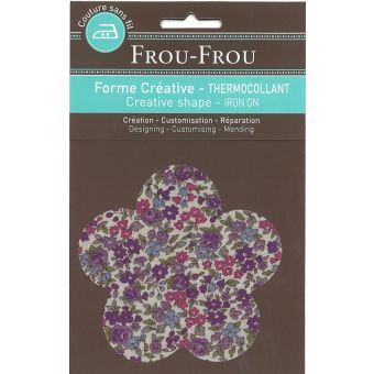 Thermocollant en forme de fleur motif fleuri bleu et violet