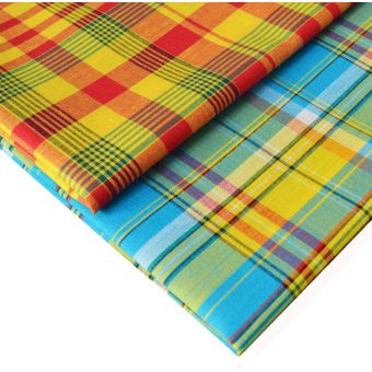 Duo de 2 coupons tissus madras - 50 x 160cm chacun - designers-factory