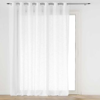 Voilage grande largeur à Oeillets Haltona Blanc Effet Lin Tissé - 240 x 240 cm