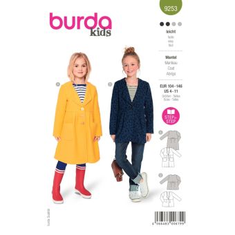 Patron Burda 9253 Kid manteau simple boutonnage