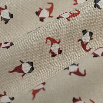 Tissu bachette de Noël linen look mini tomte multicolore