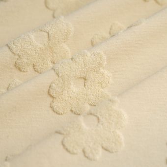 Tissu éponge fleur relief écru