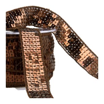 Bobine galon paillettes 14,5m marron chocolat