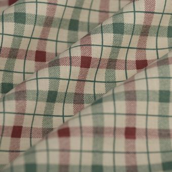 Tissu cretonne de Noël gingham vert rouge