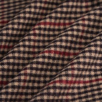 Tissu flanelle coton ligne rouge carreaux brun