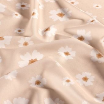 Tissu maillot de bain anti UV recyclé marguerites rose