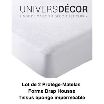 Lot de 2 Protèges matelas imperméable, absorbant et anti-acariens 140 x 190 cm