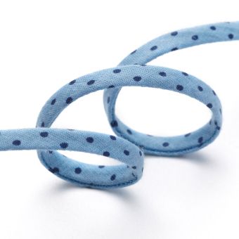 Cordon spaghetti 7mm pois bleu