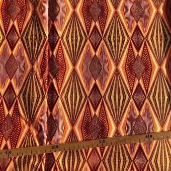 Tissu Wax pailleté orange imprimé Losanges - 50x120cm