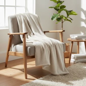 Plaid paddou bouclette naturel 160x200