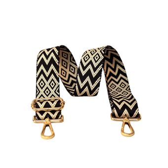 Bandoulière sangle motifs géométriques 40x140cm noir