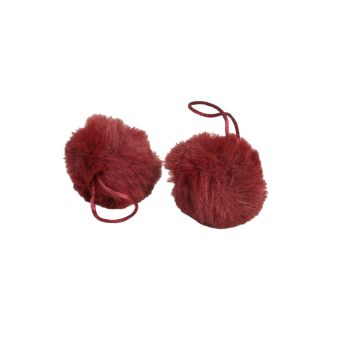 Pompon fourrure artificielle 50x60mm rouge bordeaux