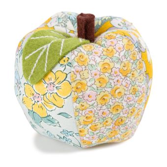 Porte aiguille pomme Liberty floral jaune et bleu