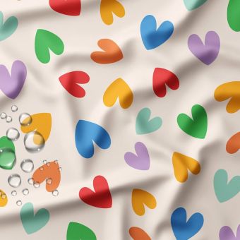 Tissu imperméable cœur multico