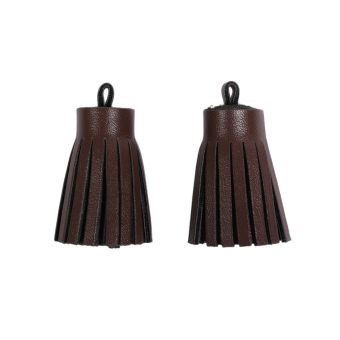 Pompons simili cuir marron 3.6 cm
