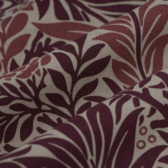 Tissu Bachette linen look blade art prune