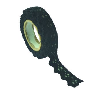 Masking tape tissu dentelle coton noir 17x2.5m