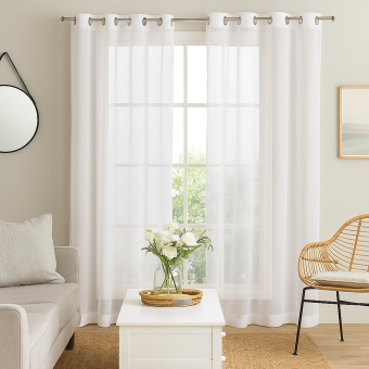 Rideau voilage uni blanc Mémoire 140x240 cm
