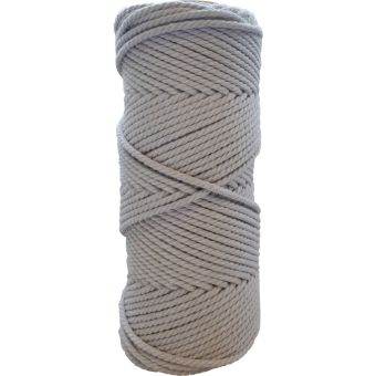 Pelote corde macramé coton torsadée gris 250g 3mmx60m