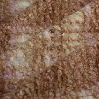 Tissu sherpa bouclette carreaux caramel rose