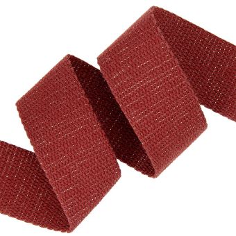 Sangle coton bordeaux trame lurex or 30 mm