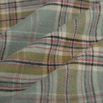 Tissu flanelle de coton carreaux vert
