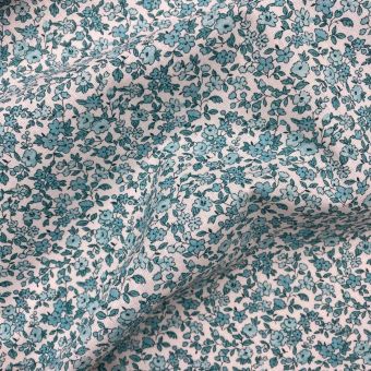 Tissu cretonne enduit imprimé Léonie bleu pastel