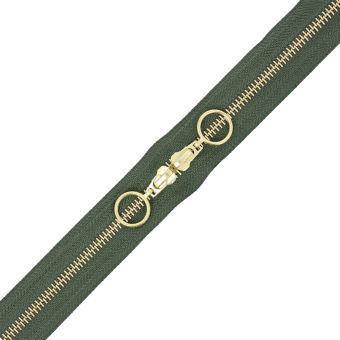 Fermeture spirale non séparable 40 cm double-curseur N°5- kaki