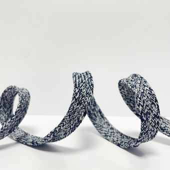 Cordon plat chiné 12 mm bleu marine