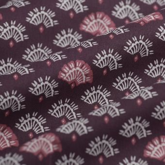Tissu cretonne Kalyan prune