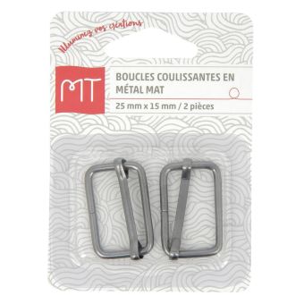 Boucles coulissantes en métal 25 mm nickel mat