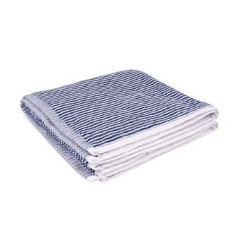 Drap de douche fines rayures bleu 140x70cm
