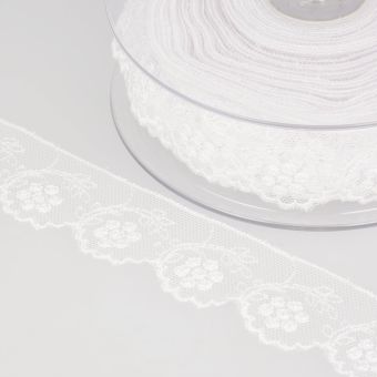 Dentelle Extensible Blanche – 310 Cm X 15 Cm – Pour Couture Et Décoration