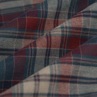 Tissu flanelle carreaux bleu rouge beige