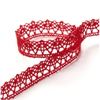 Ruban dentelle 12 mm rouge