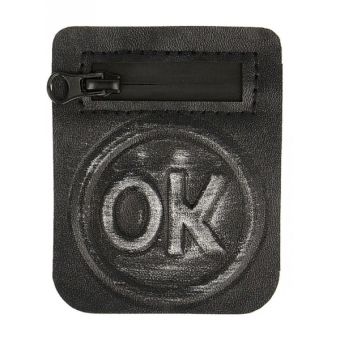 Ecusson à coudre grand patch relief OK gris et noir 9.6cmx7.8cm