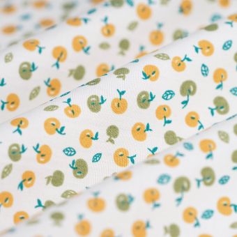 Tissu popeline coton bio mini pomme vert