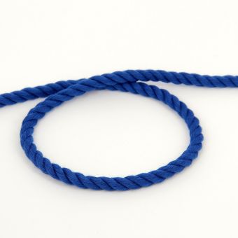Cordon coton torsade bleu royal 3mm