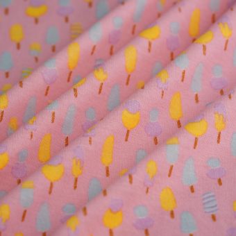 Tissu jersey coton glace bâton rose