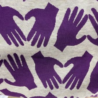 Maille tricot coton bio mains coeur violet - Albstoffe