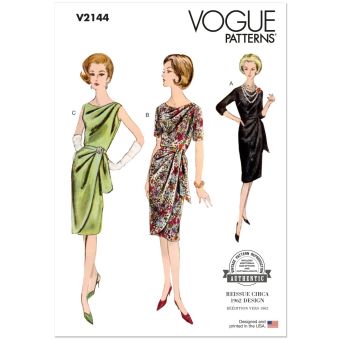 Patron V2144B5 robe drapée pour femme du 36 au 44 - Vogue