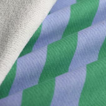 Tissu French terry relief rayure bleu vert