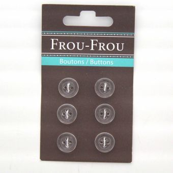 Carte de 6 boutons unis 12 mm transparents