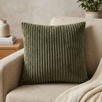 Housse de coussin larges côtes kaki 40x40cm MT