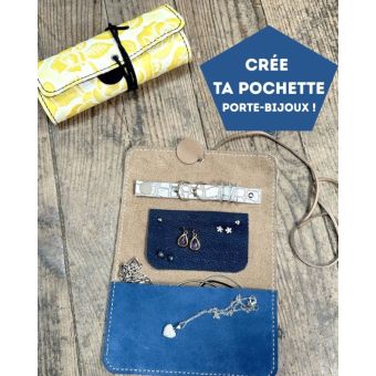 Box DIY Pochette porte bijoux en cuir recyclé – Kit à coudre soi-même – Cuir en Stock
