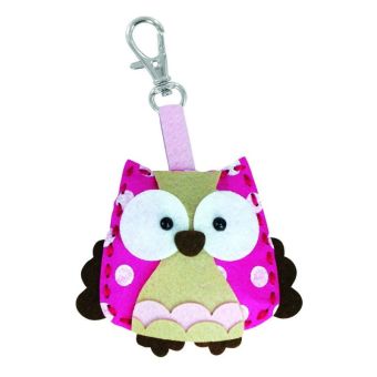 MégaCréa DIY - Kit enfant porte-clé en feutrine à faire soi-même Hibou rose