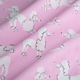Tissu popeline coton caniche parme