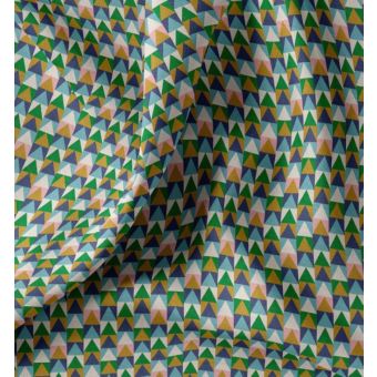 Tissu enduit triangle géo vert bleu
