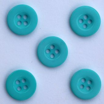 Boutons Unis avec 4 Trous en Resine 13mm - Lot de 10 - Turquoise